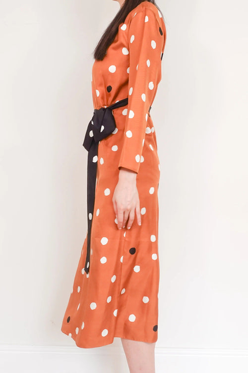 Brown polka dot dress