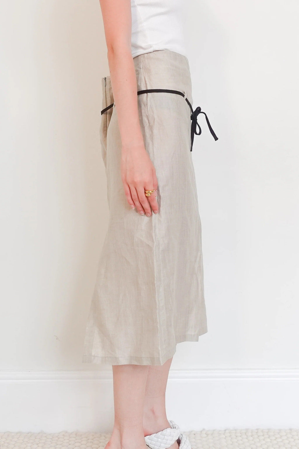 Wool Linen midi skirt