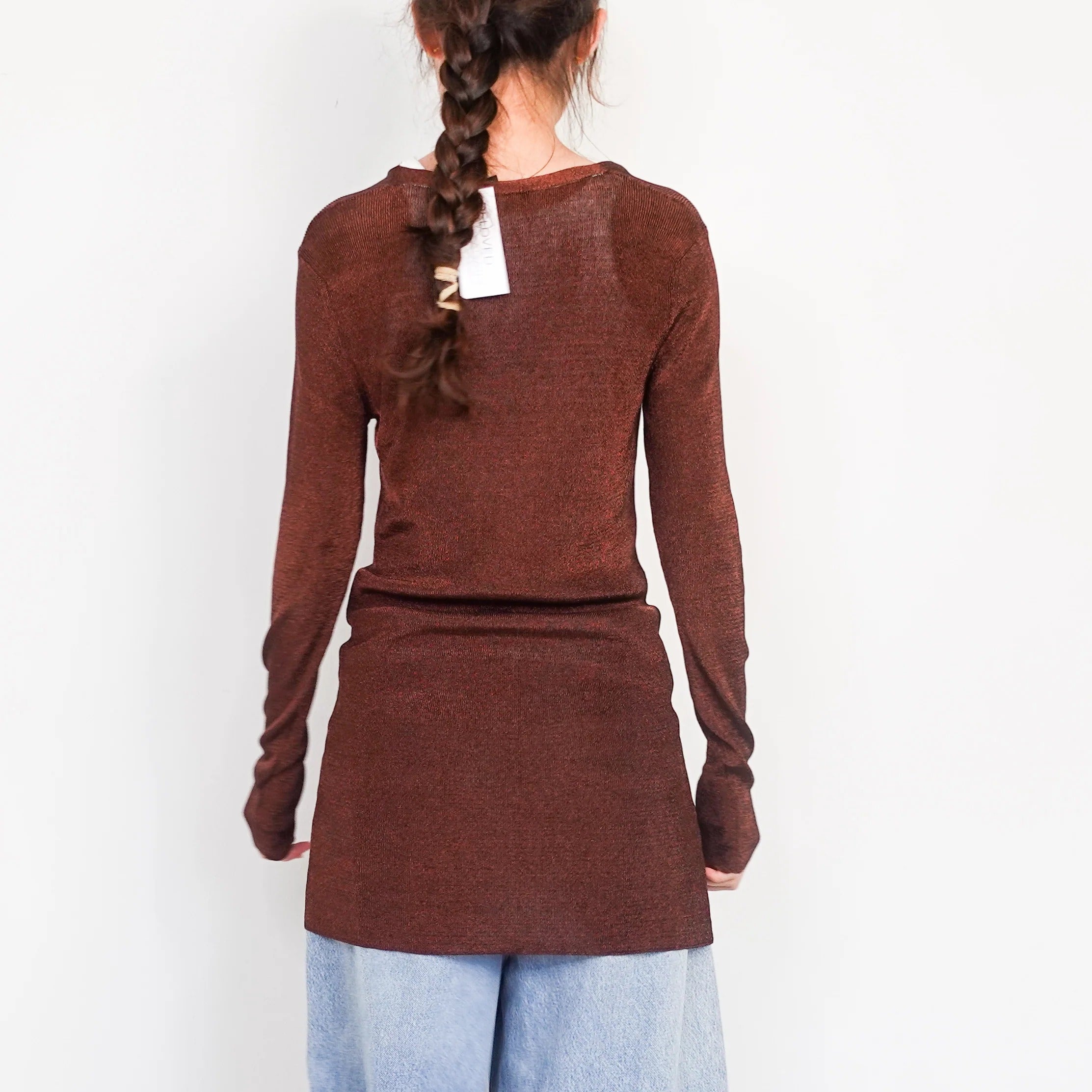 Brown lurex cardigan